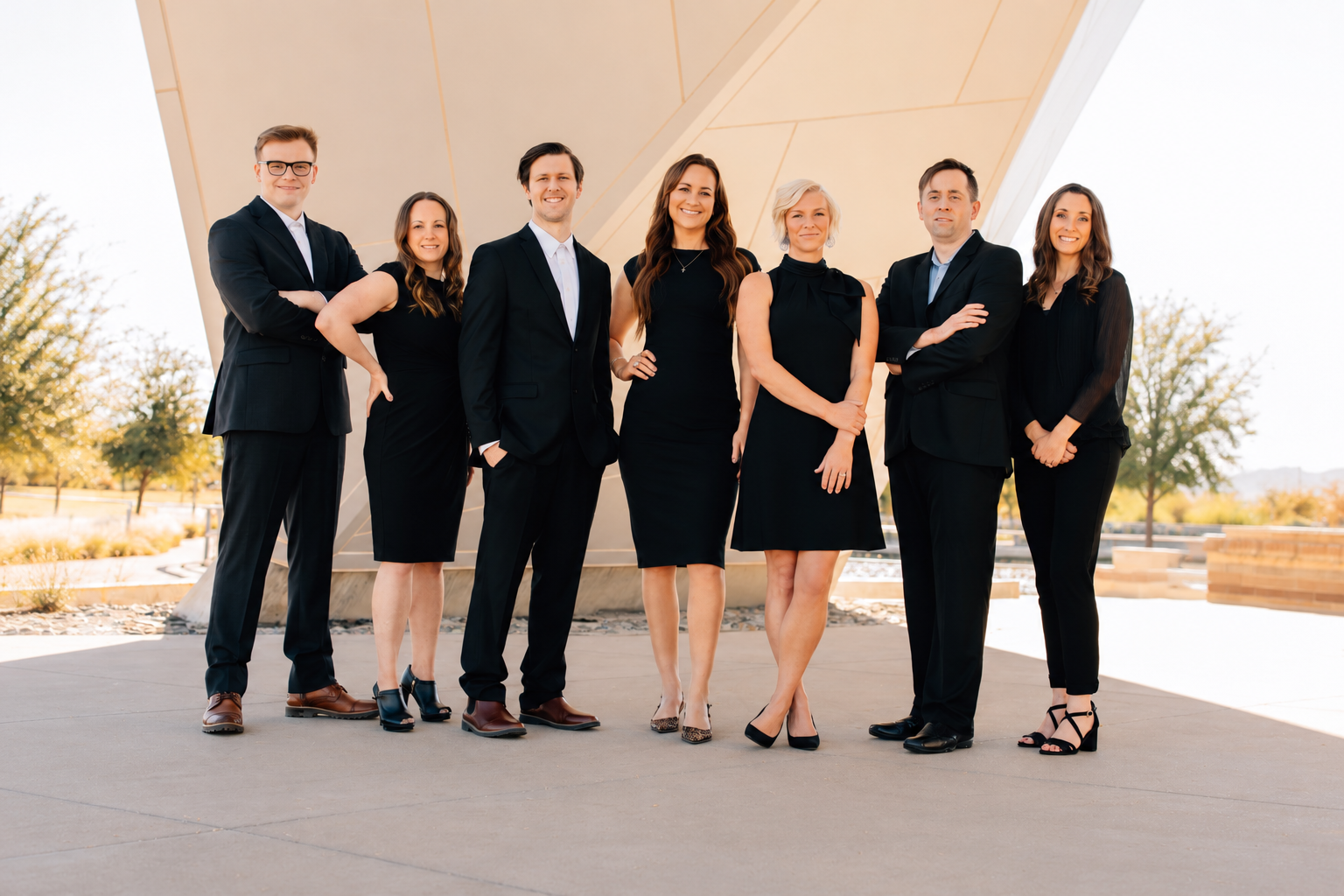 Professional Team Portrait at Modern Plaza